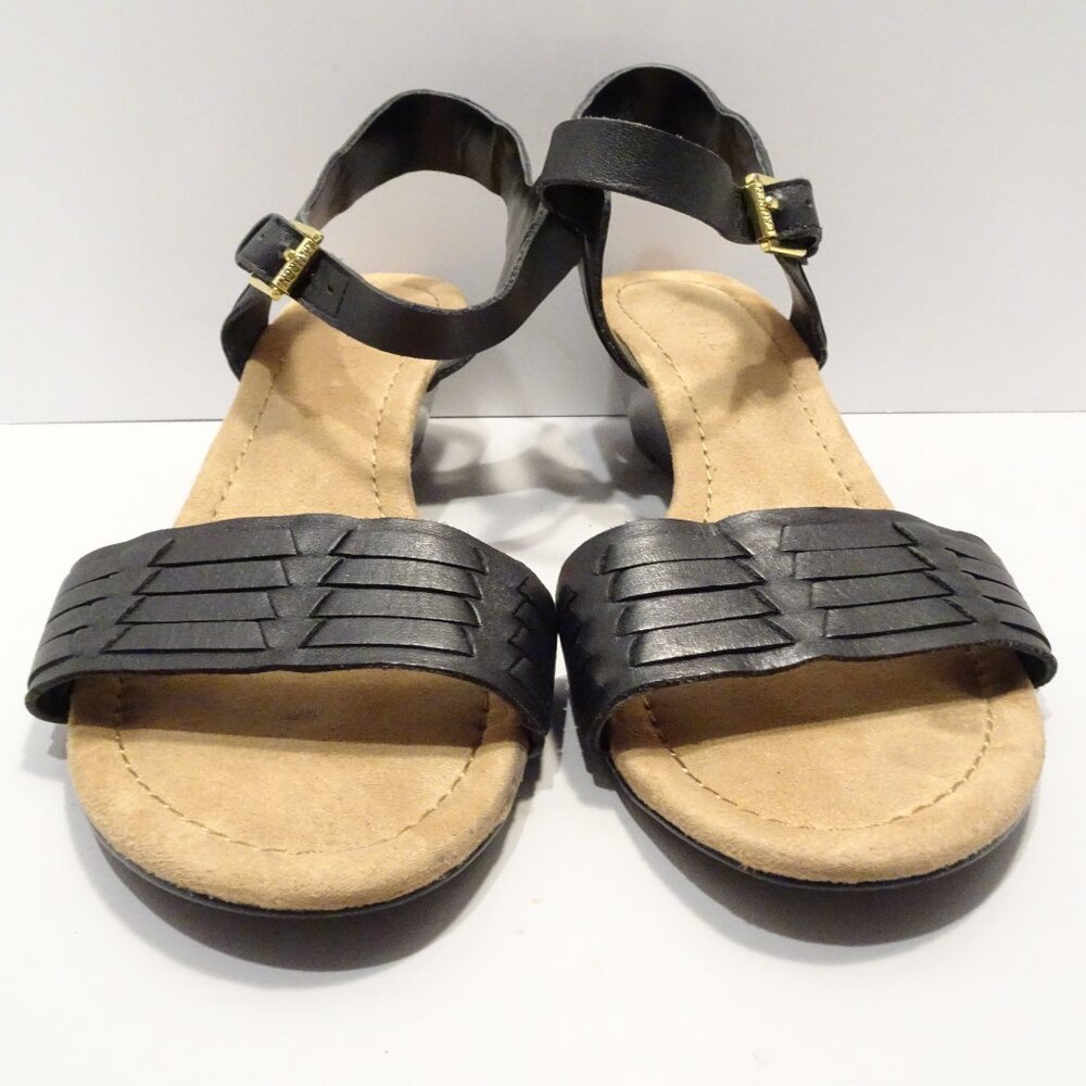 Lauren Ralph Lauren Latrice Black Wedge Sandals Size 7 Ankle Strap
